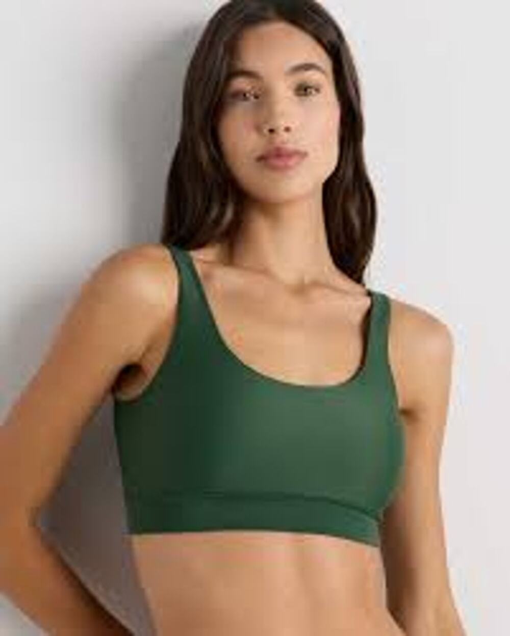 QUINCE Italian Tank Bikini Top MINIMALIST Swimsuit Size Small S Palm Green NWT